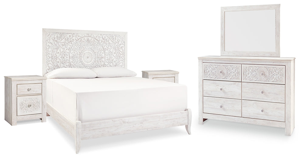 Paxberry King Panel Bed with Mirrored Dresser and 2 Nightstands JR Furniture Storefurniture, home furniture, home decor