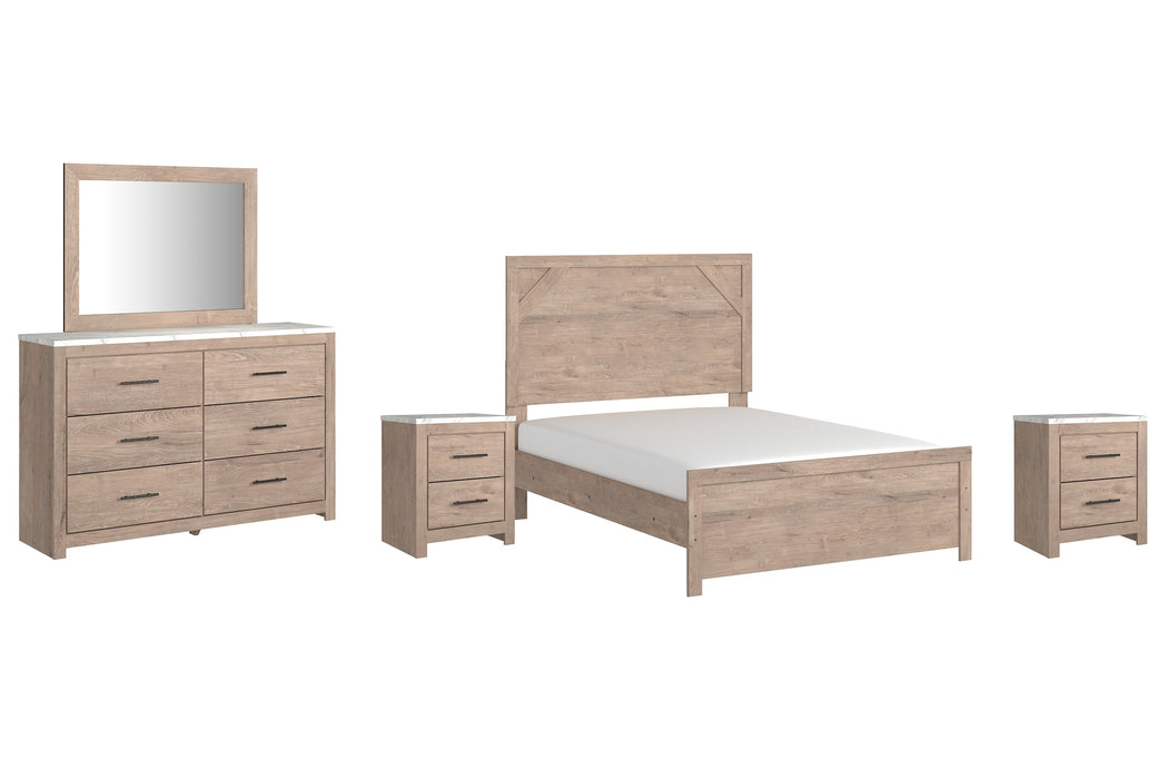 Senniberg Full Panel Bed with Mirrored Dresser and 2 Nightstands JR Furniture Storefurniture, home furniture, home decor