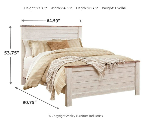 Willowton Queen Panel Bed with Mirrored Dresser JR Furniture Storefurniture, home furniture, home decor