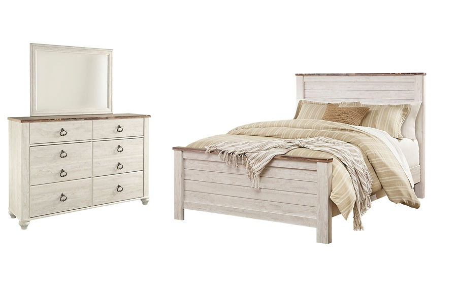 Willowton Queen Panel Bed with Mirrored Dresser JR Furniture Storefurniture, home furniture, home decor