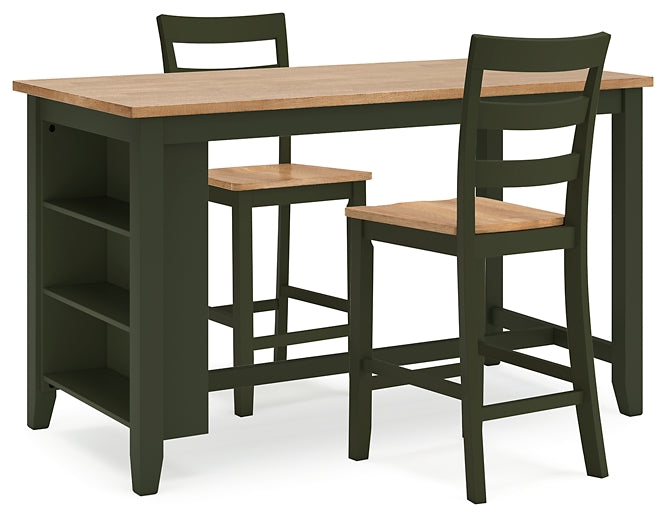 Gesthaven Counter Height Dining Table and 2 Barstools