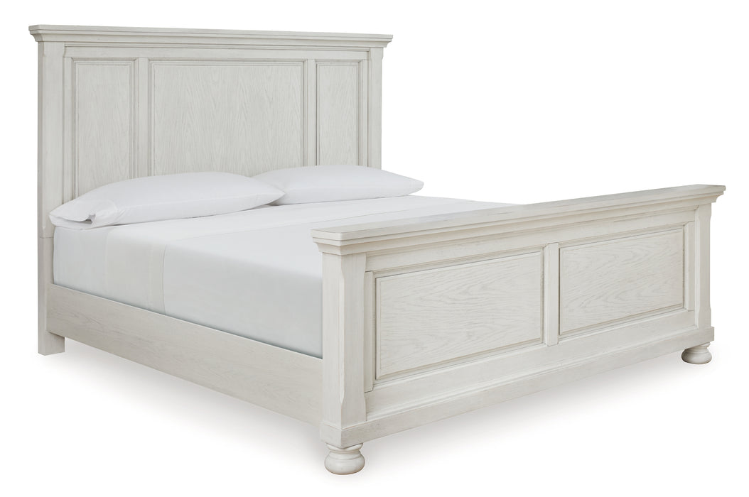 Robbinsdale Queen Panel Bed with Mirrored Dresser, Chest and Nightstand