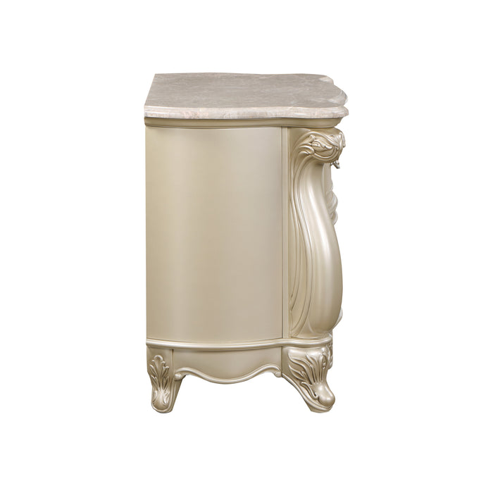 MONIQUE NIGHTSTAND W/MARBLE TOP-CHAMPAGNE