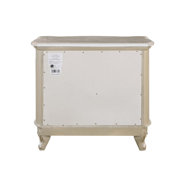 MONIQUE NIGHTSTAND W/MARBLE TOP-CHAMPAGNE