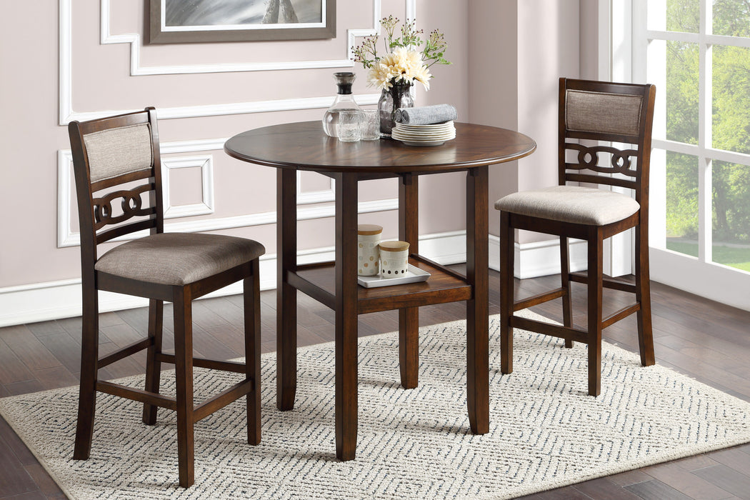 GIA 3 PC 42" COUNTER DROP LEAF TABLE & 2 CHAIRS-CHERRY