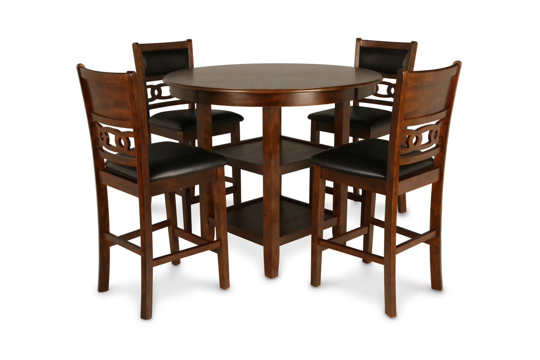 GIA 5 PC 42" ROUND COUNTER DINING TABLE & 4 CHAIRS-BROWN