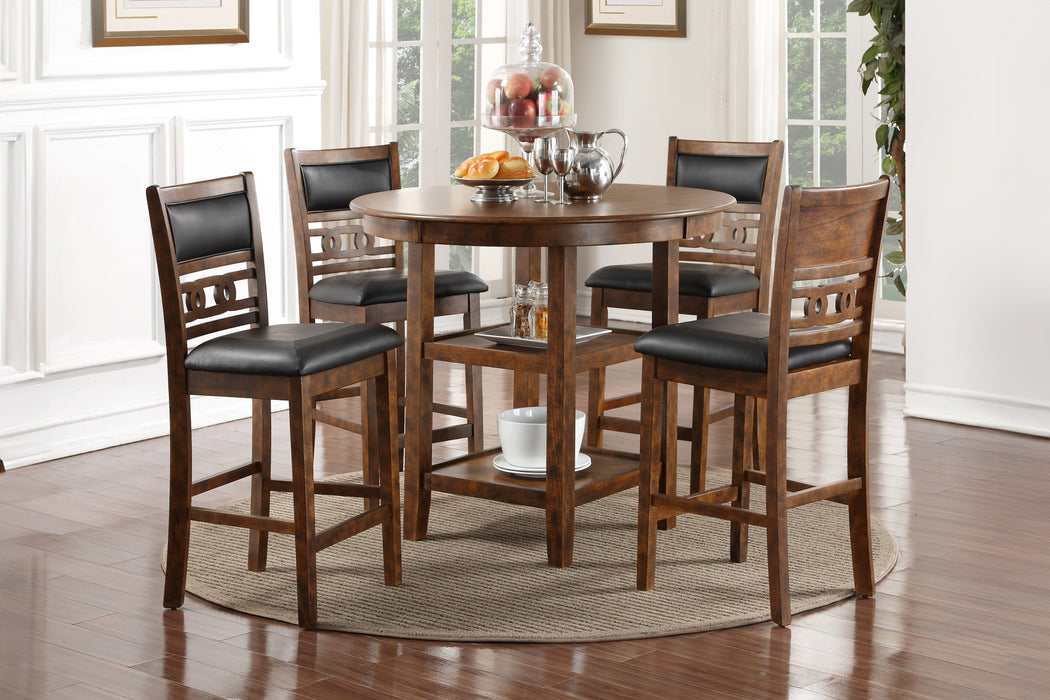 GIA 5 PC 42" ROUND COUNTER DINING TABLE & 4 CHAIRS-BROWN