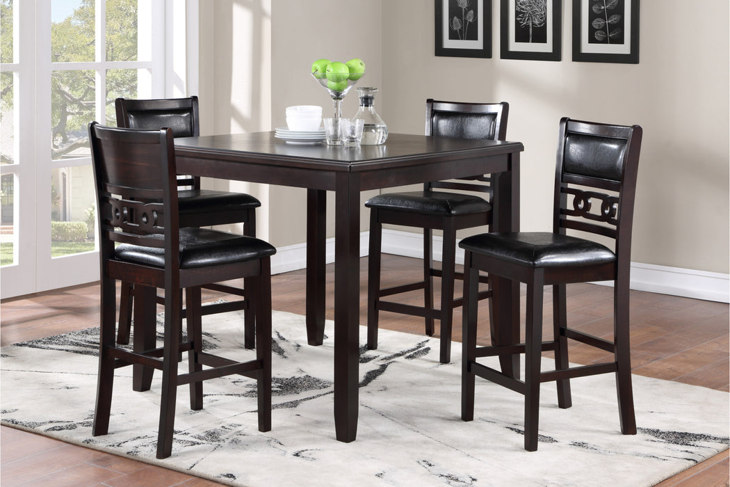 GIA 5 PC 42" SQUARE COUNTER TABLE & 4 CHAIRS-EBONY