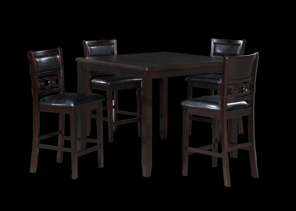 GIA 5 PC 42" SQUARE COUNTER TABLE & 4 CHAIRS-EBONY