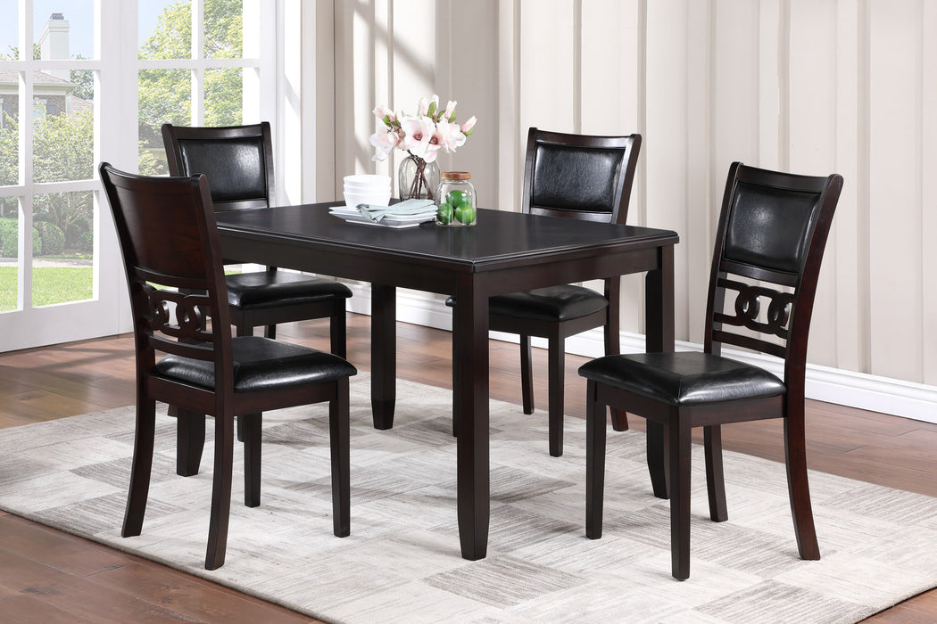 GIA 5 PC 48" RECTANGLE DINING TABLE & 4 CHAIRS-EBONY