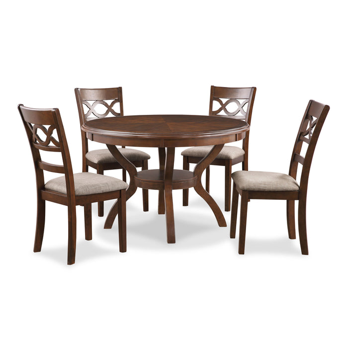 CORI ROUND DINING 5 PC SET-BROWN CHERRY