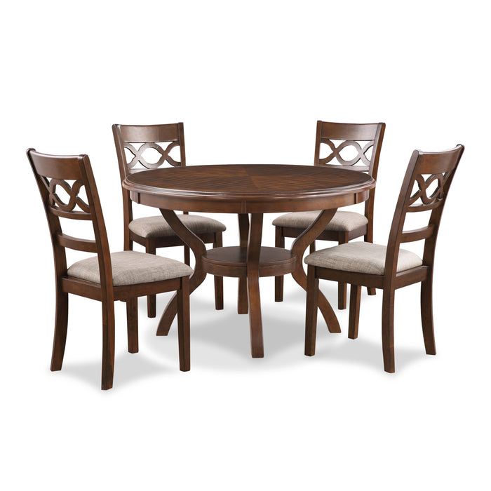 CORI ROUND DINING 5 PC SET-BROWN CHERRY