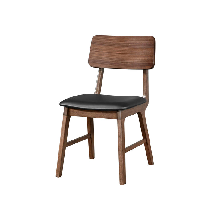 THEA WOOD BACK SIDE CHAIR W/BLACK SEAT (2 PER CARTON)-WALNUT