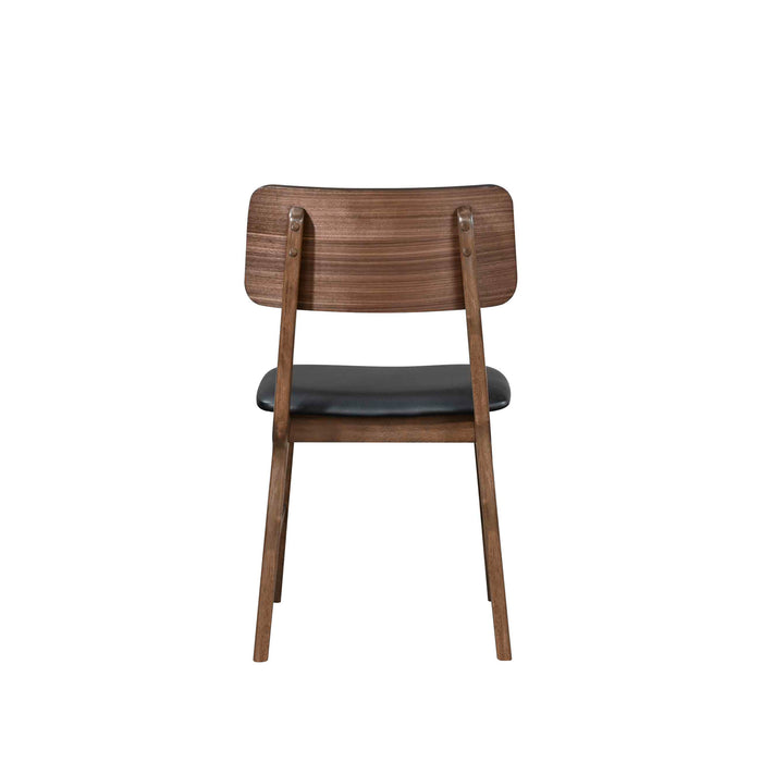 THEA WOOD BACK SIDE CHAIR W/BLACK SEAT (2 PER CARTON)-WALNUT