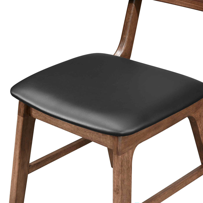 THEA WOOD BACK SIDE CHAIR W/BLACK SEAT (2 PER CARTON)-WALNUT