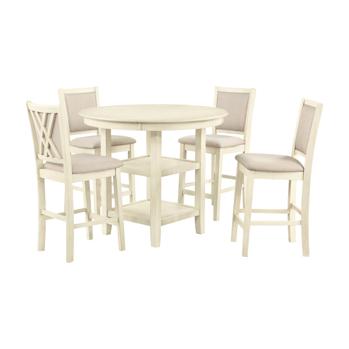 AMY 5 PC COUNTER TABLE SET-BISQUE