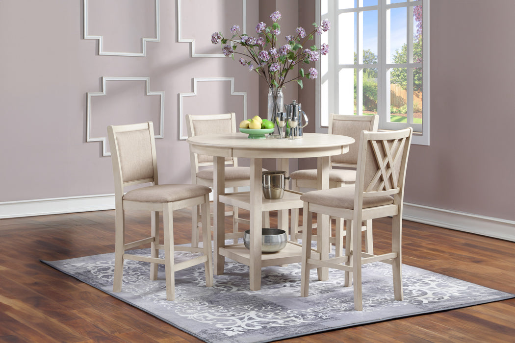 AMY 5 PC COUNTER TABLE SET-BISQUE