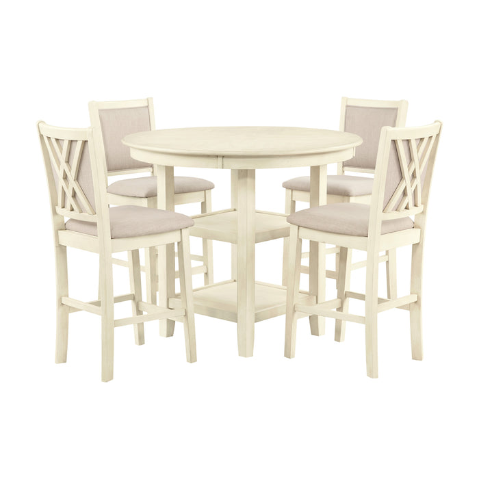 AMY 5 PC COUNTER TABLE SET-BISQUE