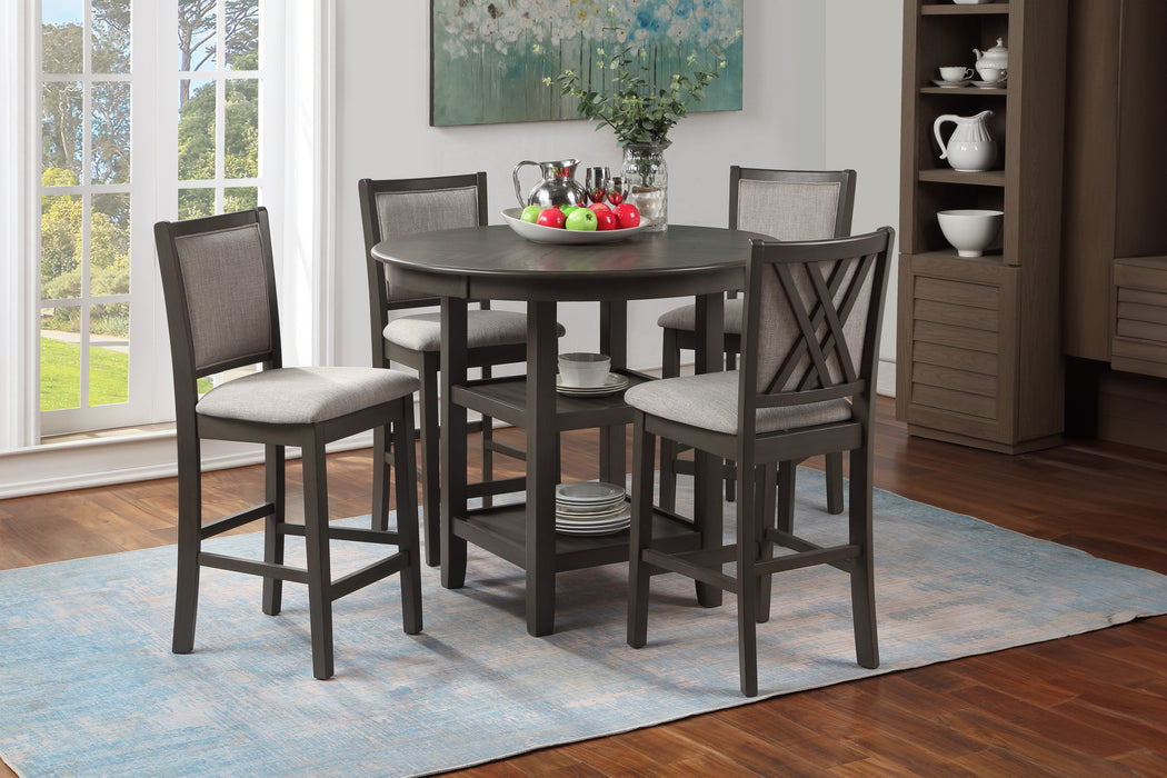 AMY 5 PC COUNTER DINING SET-GRAY