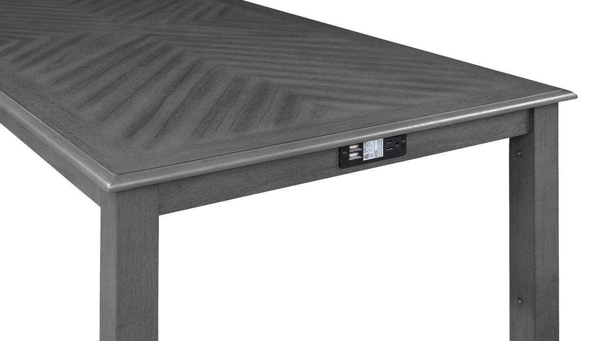 AMY 5 PC 60" COUNTER STORAGE TABLE+CHAIRS-GRAY