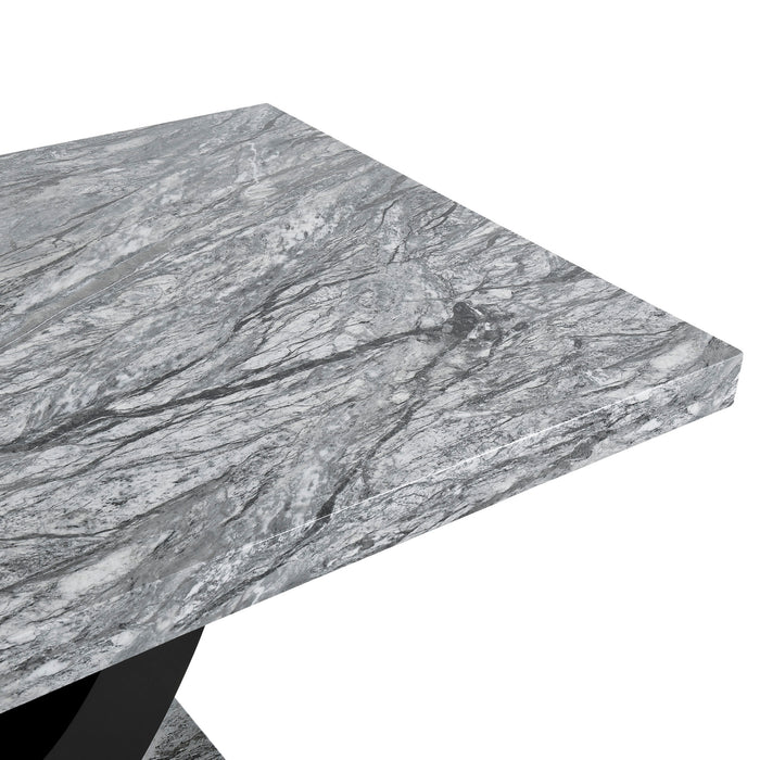 LYRA DINING TABLE TOP AND BASE BOTTOM-FAUX GRAY MARBLE