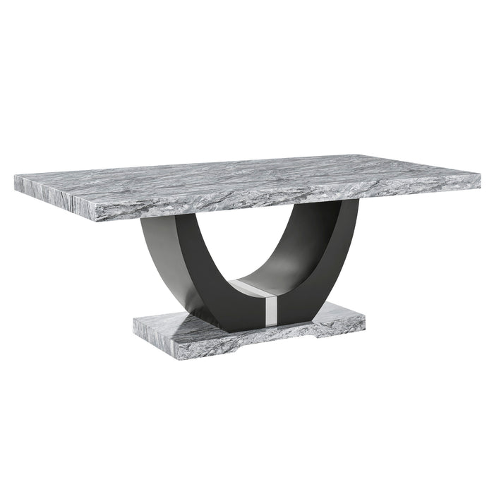 LYRA DINING TABLE TOP AND BASE BOTTOM-FAUX GRAY MARBLE