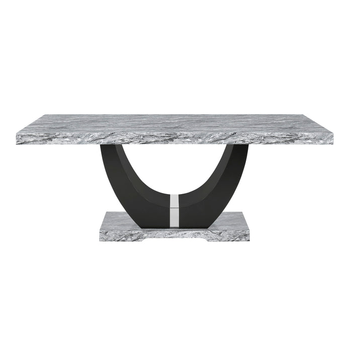 LYRA DINING TABLE TOP AND BASE BOTTOM-FAUX GRAY MARBLE