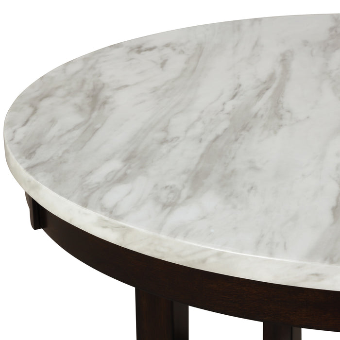 CELESTE 48" ROUND DINING TABLE-ESPRESSO/FAUX MARBLE