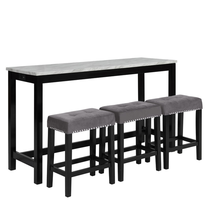 CELESTE THEATER BAR TABLE W/ 3 STOOLS-GRAY