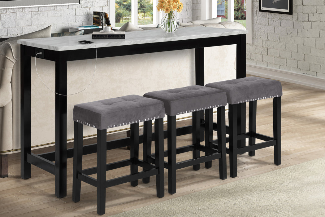 CELESTE THEATER BAR TABLE W/ 3 STOOLS-GRAY