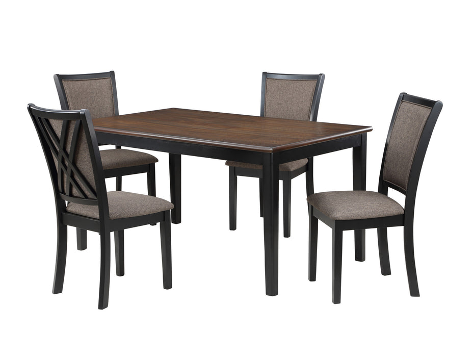 POTOMAC  60" RECTANGLE DINING TABLE & 4 CHAIRS-BROWN/BLACK