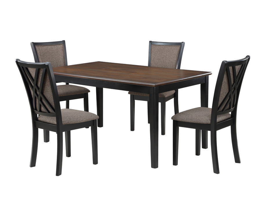 POTOMAC  60" RECTANGLE DINING TABLE & 4 CHAIRS-BROWN/BLACK