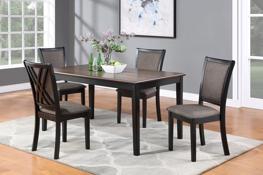 POTOMAC  60" RECTANGLE DINING TABLE & 4 CHAIRS-BROWN/BLACK