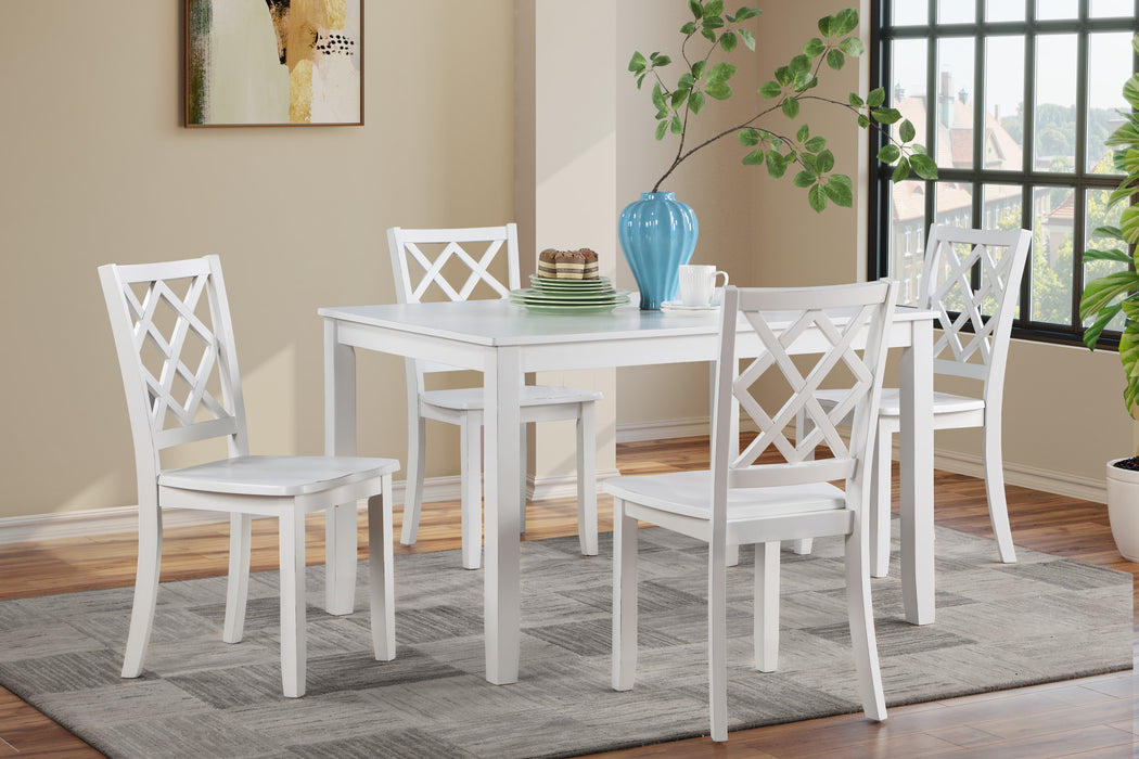 TRELLIS 5 PC DINING SET, TABLE & 4 CHAIRS -  WHITE