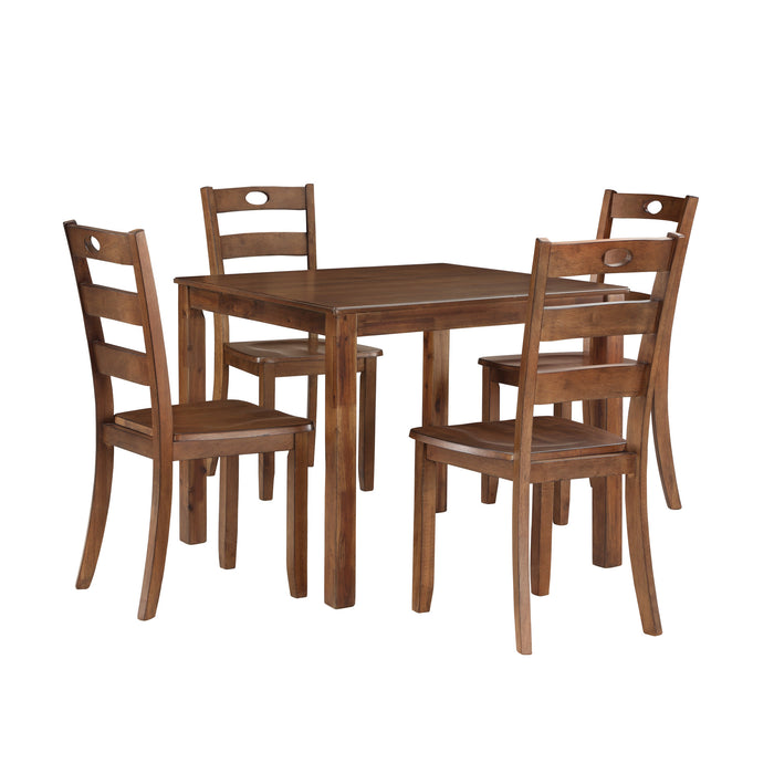 SALEM 5 PC DINING SET, TABLE & 4 CHAIRS - TOBACCO