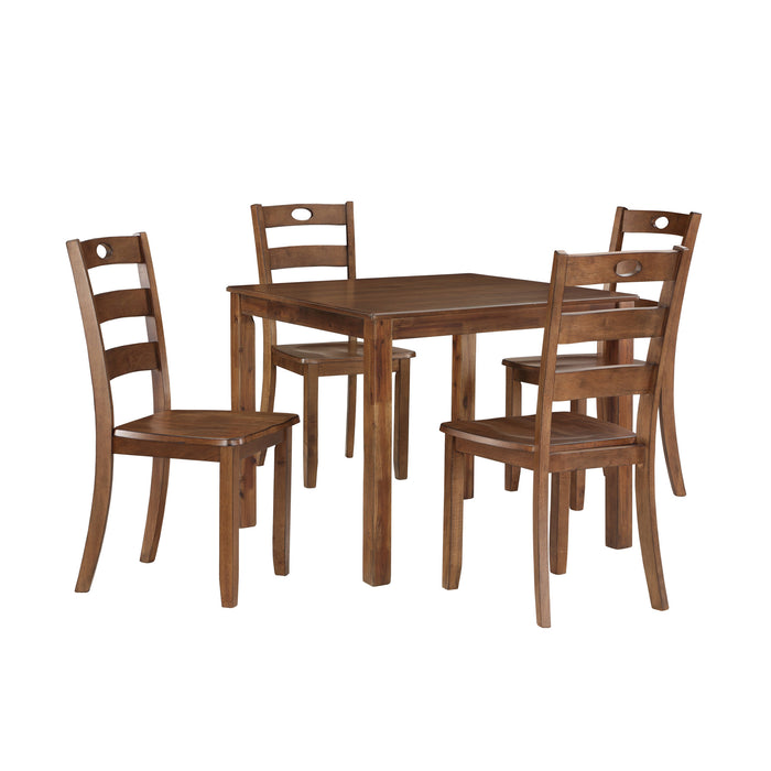 SALEM 5 PC DINING SET, TABLE & 4 CHAIRS - TOBACCO