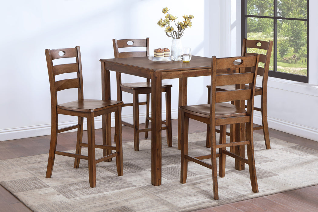 SALEM 5 PC COUNTER HT DINING SET, TABLE & 4 CHAIRS -  TOBACCO