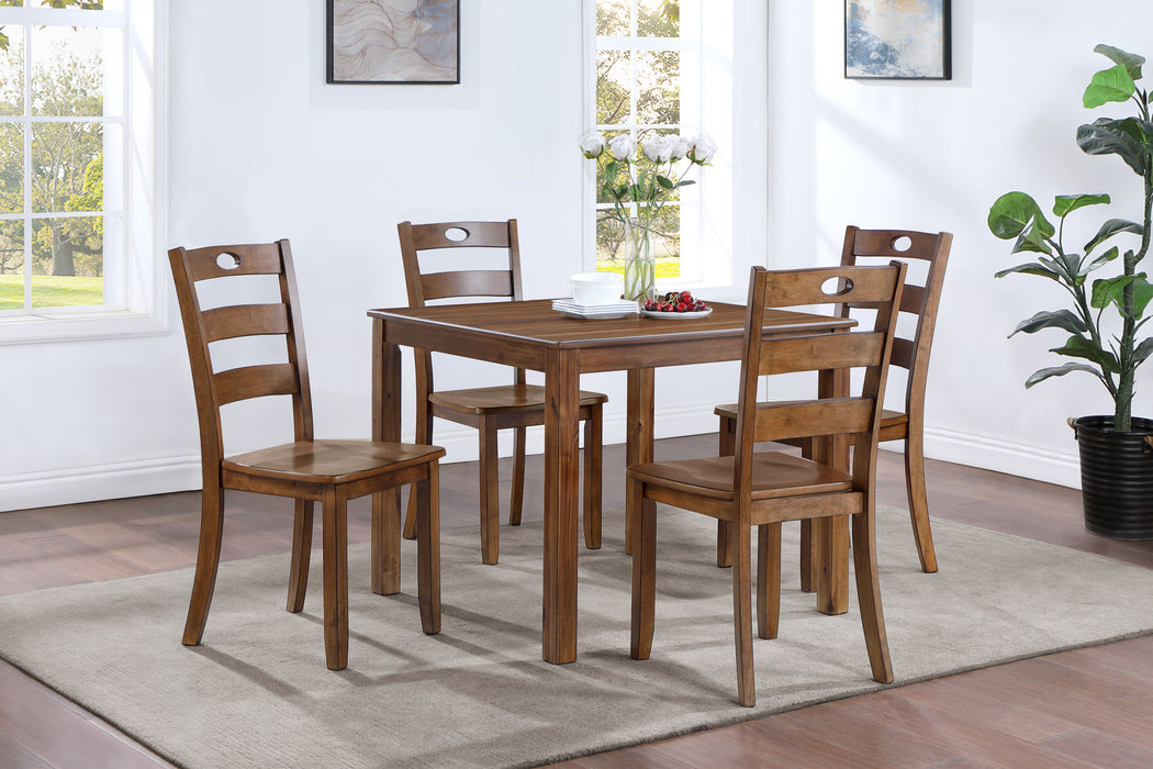 SALEM 5 PC DINING SET, TABLE & 4 CHAIRS - TOBACCO