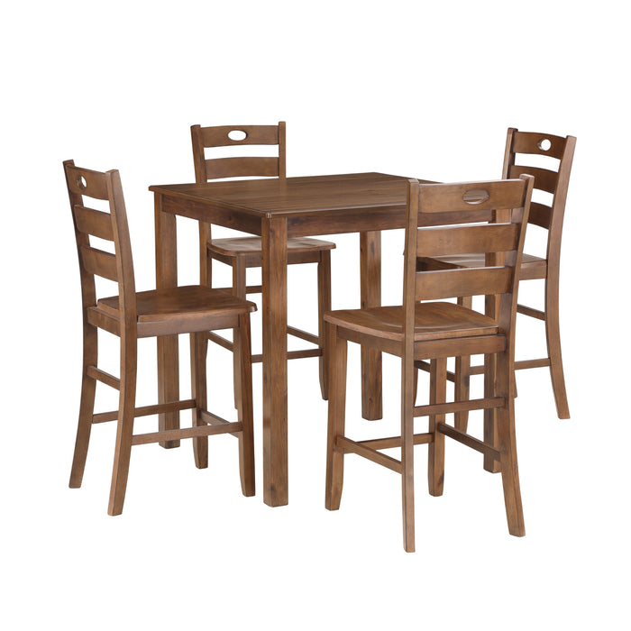 SALEM 5 PC COUNTER HT DINING SET, TABLE & 4 CHAIRS -  TOBACCO