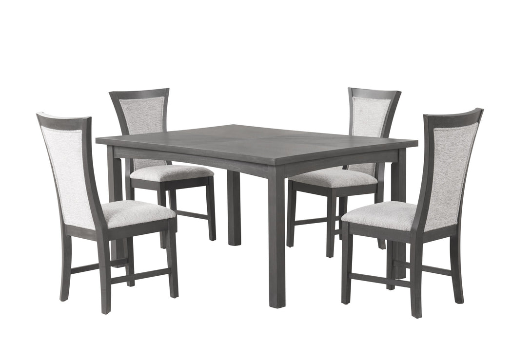 FLAIR  60" DINING TABLE & 4 CHAIRS (5 PC SET)-GRAY