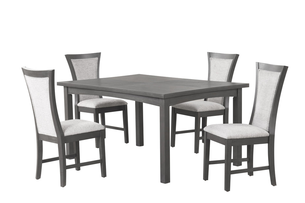 FLAIR  60" DINING TABLE & 4 CHAIRS (5 PC SET)-GRAY