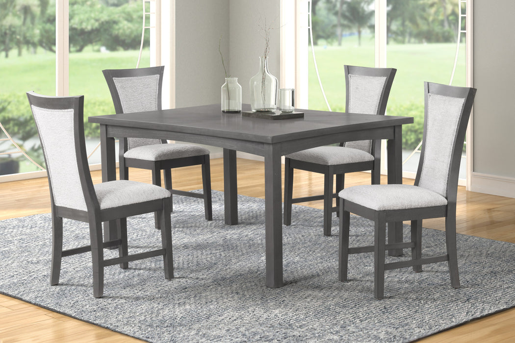 FLAIR  60" DINING TABLE & 4 CHAIRS (5 PC SET)-GRAY