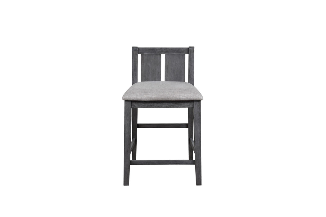 HESTON 36" STORAGE COUNTER TABLE SET W/2 CHAIRS-GRAY