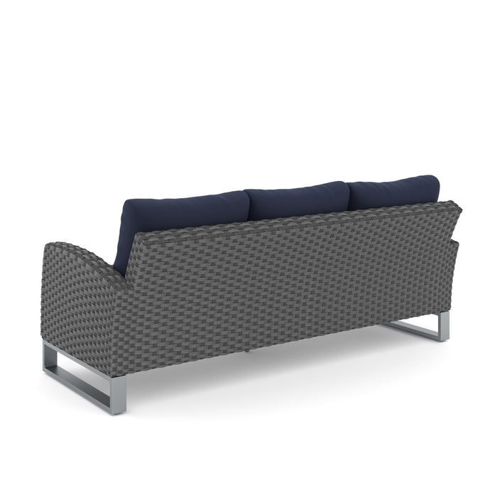 FIJI 2 PC SOFA AND SLAT TOP COFFEE TABLE SET-BLUE