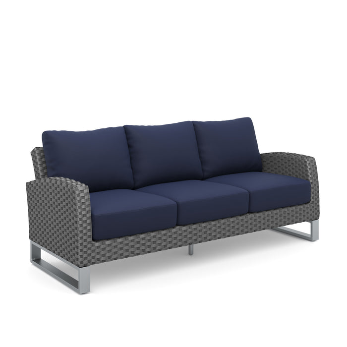 FIJI 2 PC SOFA AND SLAT TOP COFFEE TABLE SET-BLUE