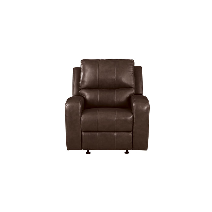 LINTON LEATHER GLIDER RECLINER W/ PWR FR-BROWN