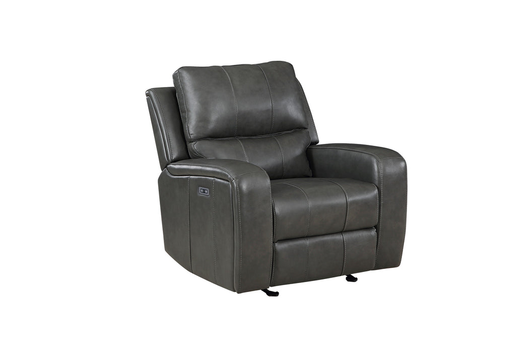 LINTON LEATHER GLIDER RECLINER W/ PWR FR-GRAY