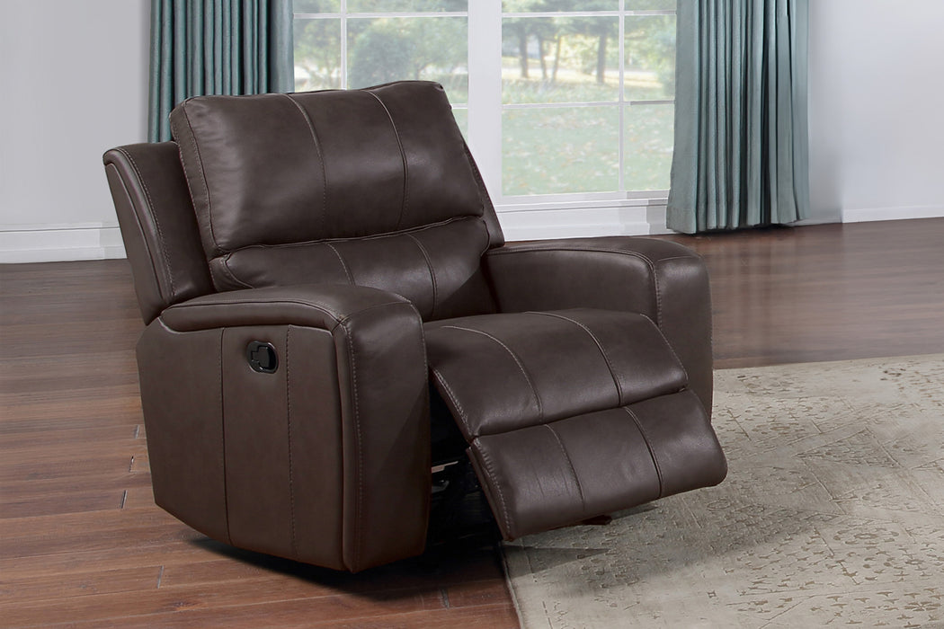 LINTON LEATHER GLIDER RECLINER-BROWN