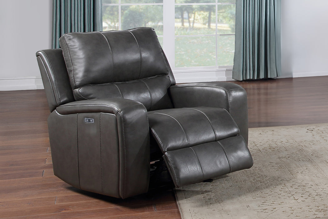 LINTON LEATHER GLIDER RECLINER W/ PWR FR-GRAY