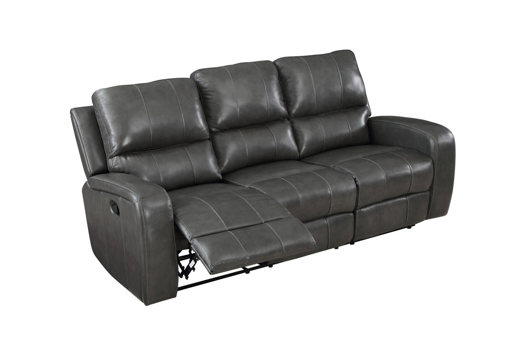 LINTON LEATHER SOFA W/DUAL RECLINER-GRAY